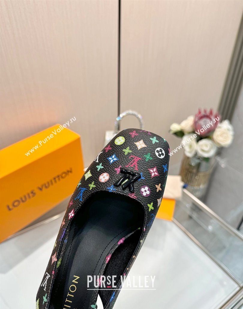 Louis Vuitton LV x TM Swing Slingback Pump 5.5cm in Multicolor Monogram Canvas Black 2025 1AGTY9 (MD-250422120)