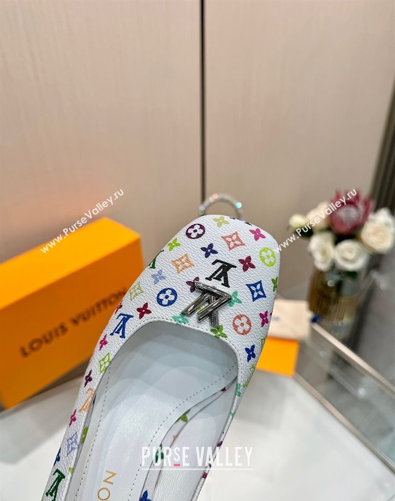 Louis Vuitton LV x TM Swing Slingback Pump 5.5cm in Multicolor Monogram Canvas White 2025 1AGTY9 (MD-250422123)