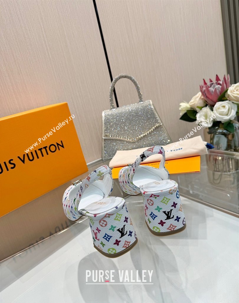 Louis Vuitton LV x TM Swing Slingback Pump 5.5cm in Multicolor Monogram Canvas White 2025 1AGTY9 (MD-250422123)