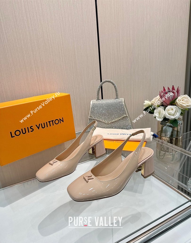 Louis Vuitton Swing Slingback Pump 5.5cm in Patent Leather Nude Pink 2025 1AGTY9 (MD-250422125)