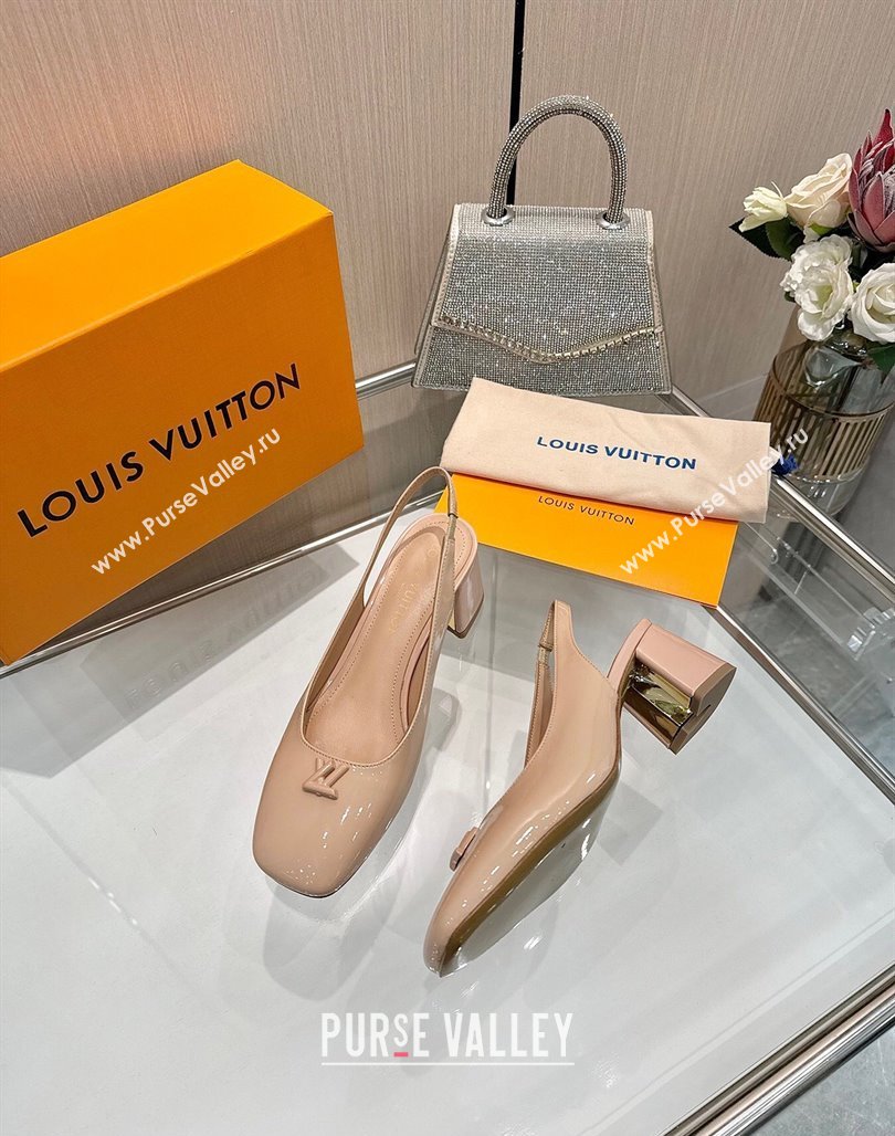 Louis Vuitton Swing Slingback Pump 5.5cm in Patent Leather Nude Pink 2025 1AGTY9 (MD-250422125)