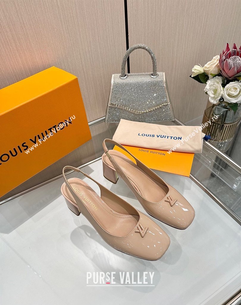 Louis Vuitton Swing Slingback Pump 5.5cm in Patent Leather Nude Pink 2025 1AGTY9 (MD-250422125)