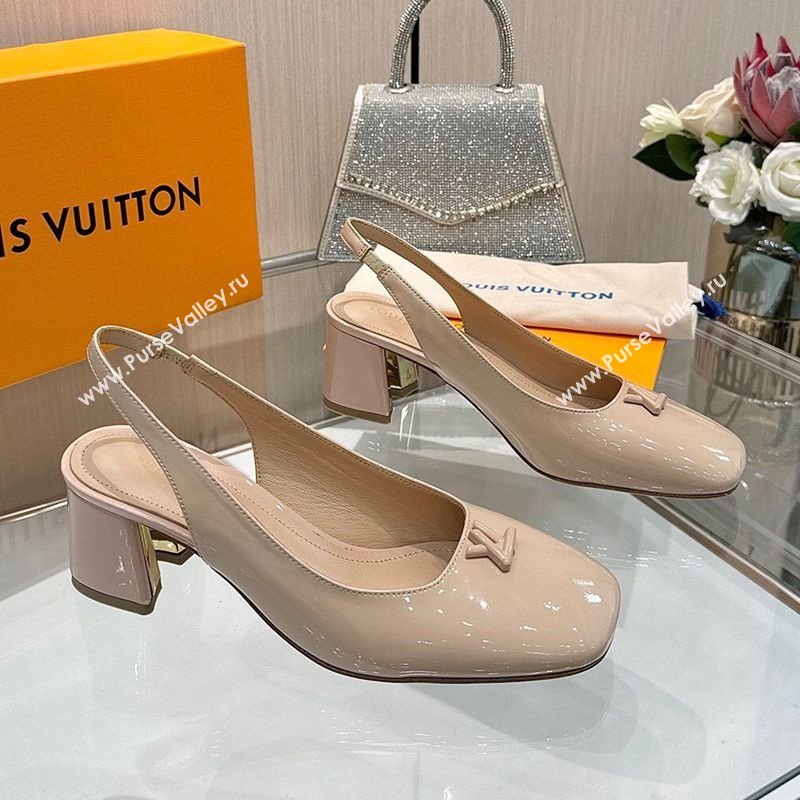 Louis Vuitton Swing Slingback Pump 5.5cm in Patent Leather Nude Pink 2025 1AGTY9 (MD-250422125)