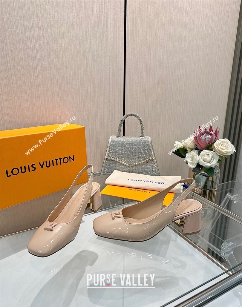 Louis Vuitton Swing Slingback Pump 5.5cm in Patent Leather Nude Pink 2025 1AGTY9 (MD-250422125)
