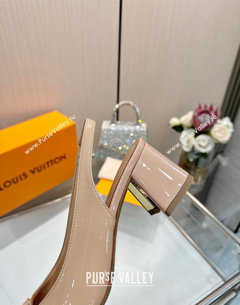 Louis Vuitton Swing Slingback Pump 5.5cm in Patent Leather Nude Pink 2025 1AGTY9 (MD-250422125)