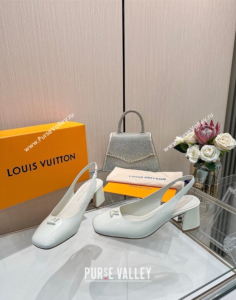 Louis Vuitton Swing Slingback Pump 5.5cm in Patent Leather White 2025 1AGTY9 (MD-250422126)