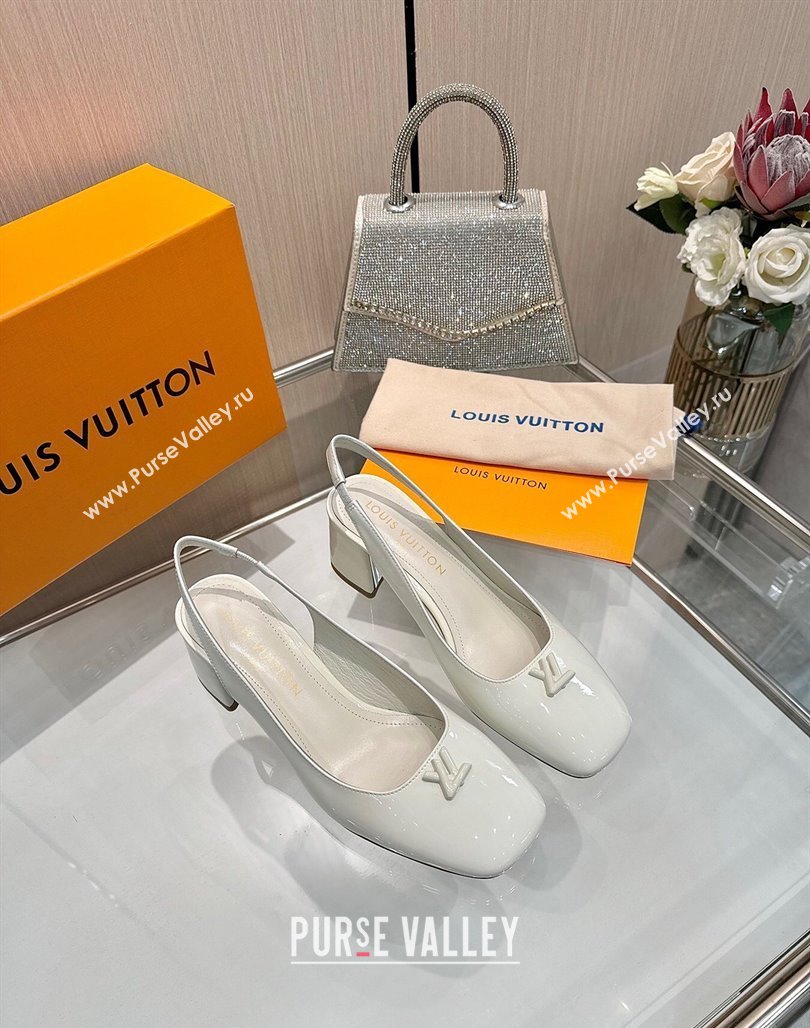Louis Vuitton Swing Slingback Pump 5.5cm in Patent Leather White 2025 1AGTY9 (MD-250422126)