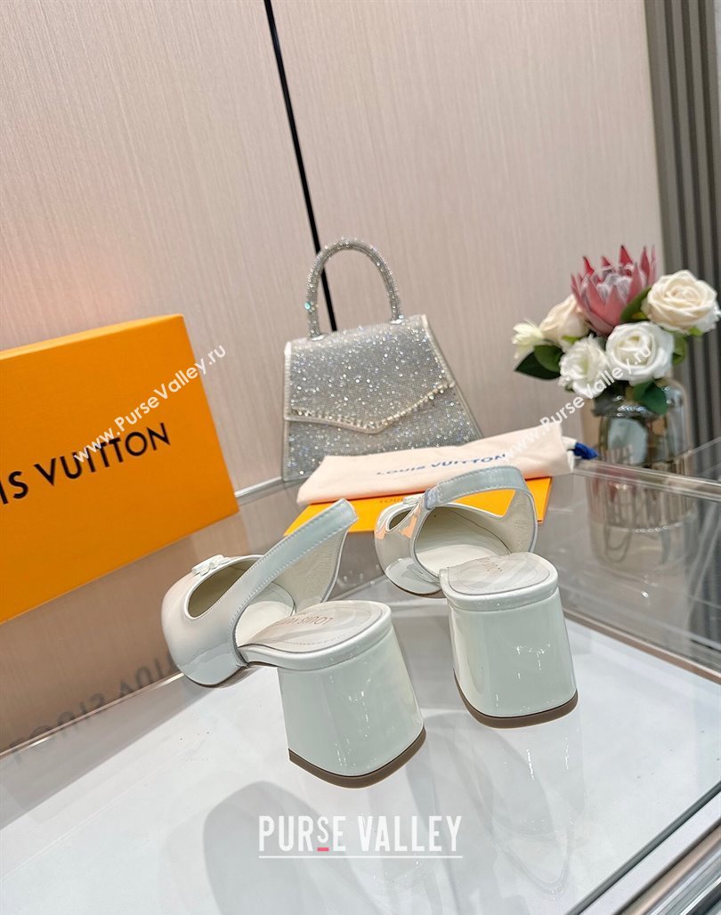 Louis Vuitton Swing Slingback Pump 5.5cm in Patent Leather White 2025 1AGTY9 (MD-250422126)