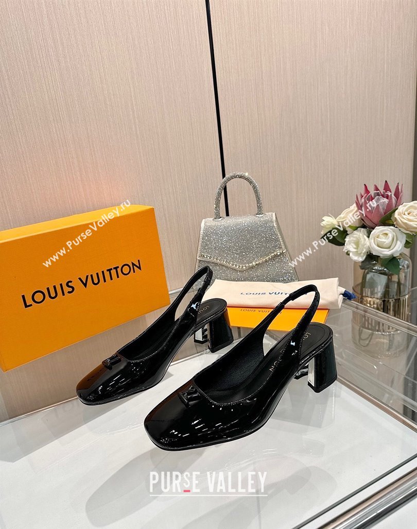 Louis Vuitton Swing Slingback Pump 5.5cm in Patent Leather Black 2025 1AGTY9 (MD-250422127)