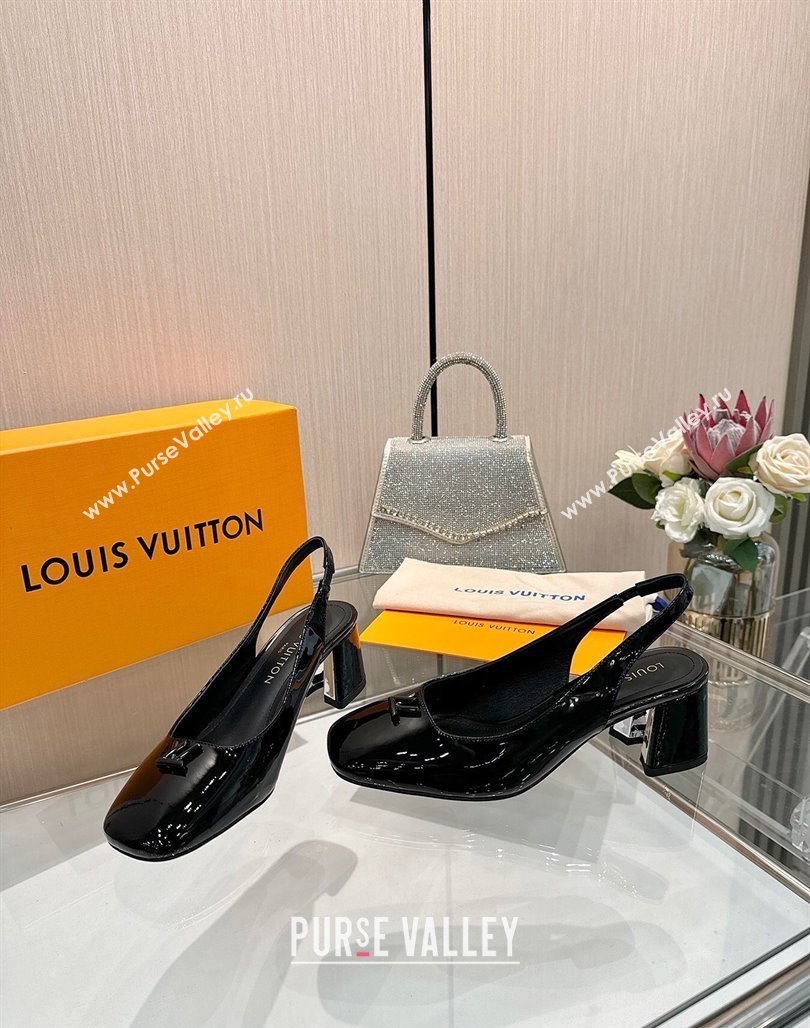 Louis Vuitton Swing Slingback Pump 5.5cm in Patent Leather Black 2025 1AGTY9 (MD-250422127)