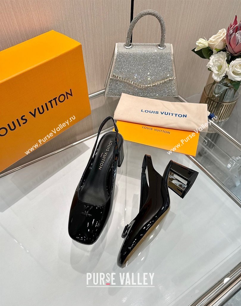 Louis Vuitton Swing Slingback Pump 5.5cm in Patent Leather Black 2025 1AGTY9 (MD-250422127)
