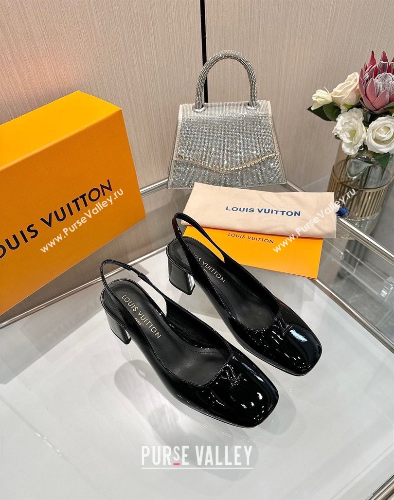 Louis Vuitton Swing Slingback Pump 5.5cm in Patent Leather Black 2025 1AGTY9 (MD-250422127)