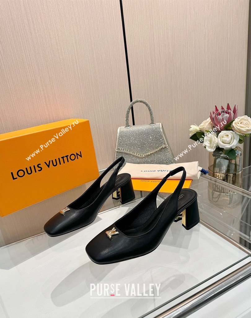 Louis Vuitton Swing Slingback Pump 5.5cm in Calf Leather Black 2025 1AGTY9 (MD-250422129)