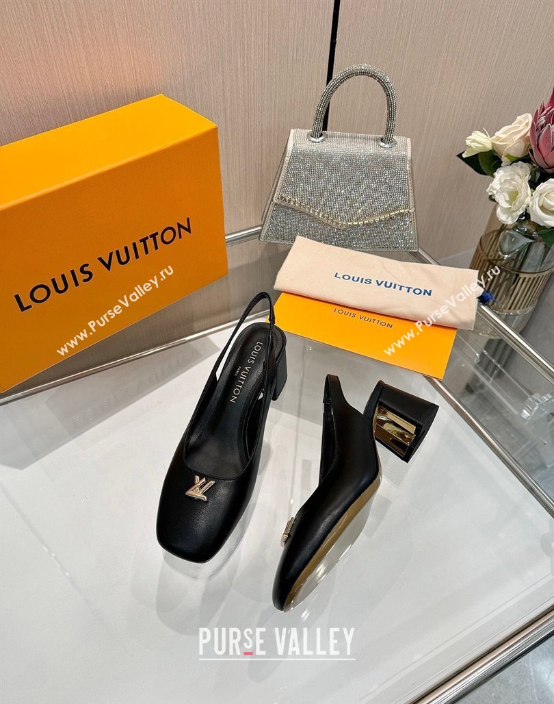 Louis Vuitton Swing Slingback Pump 5.5cm in Calf Leather Black 2025 1AGTY9 (MD-250422129)