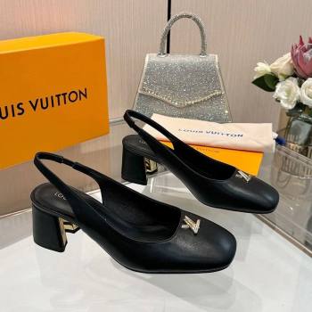 Louis Vuitton Swing Slingback Pump 5.5cm in Calf Leather Black 2025 1AGTY9 (MD-250422129)