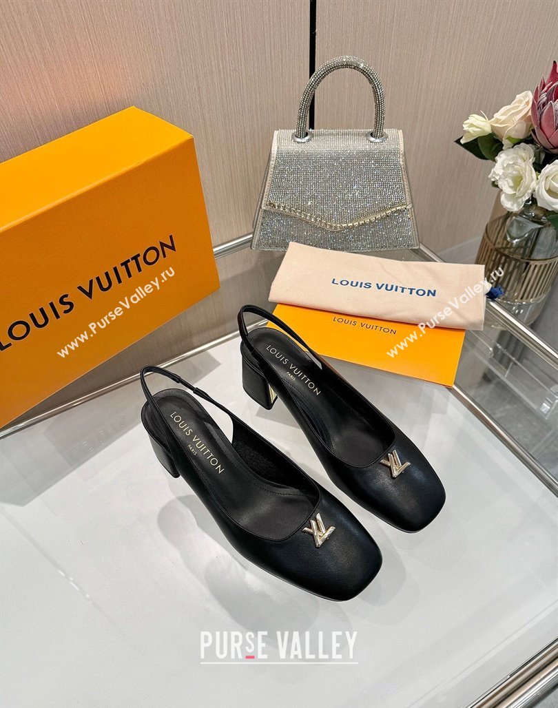 Louis Vuitton Swing Slingback Pump 5.5cm in Calf Leather Black 2025 1AGTY9 (MD-250422129)