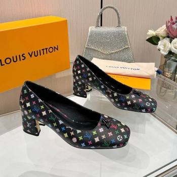 Louis Vuitton LV x TM Swing Pumps 5.5cm in Multicolor Monogram Canvas Black 2025 1AGTY9 (MD-250422130)