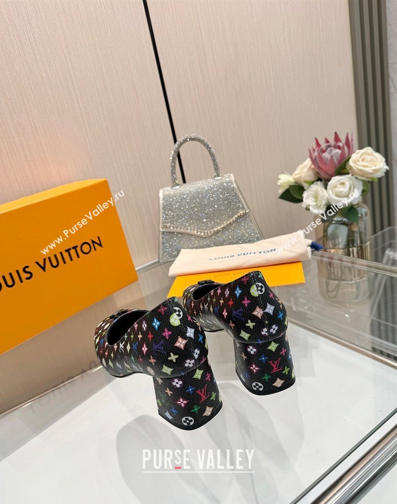 Louis Vuitton LV x TM Swing Pumps 5.5cm in Multicolor Monogram Canvas Black 2025 1AGTY9 (MD-250422130)