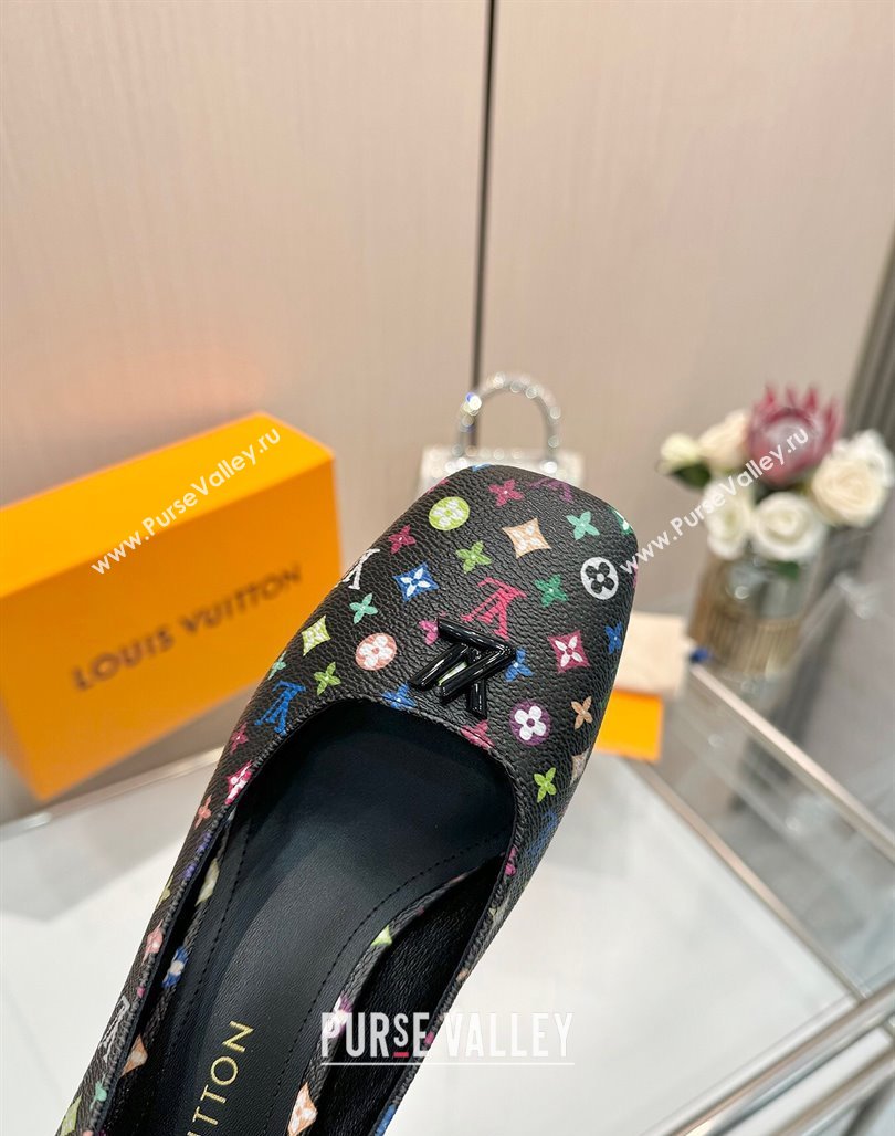 Louis Vuitton LV x TM Swing Pumps 5.5cm in Multicolor Monogram Canvas Black 2025 1AGTY9 (MD-250422130)
