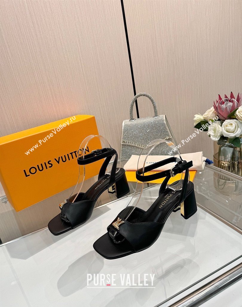 Louis Vuitton Swing Heel Sandals 5.5cm in Calf Leather Black 2025 1AGUTG (MD-250422112)