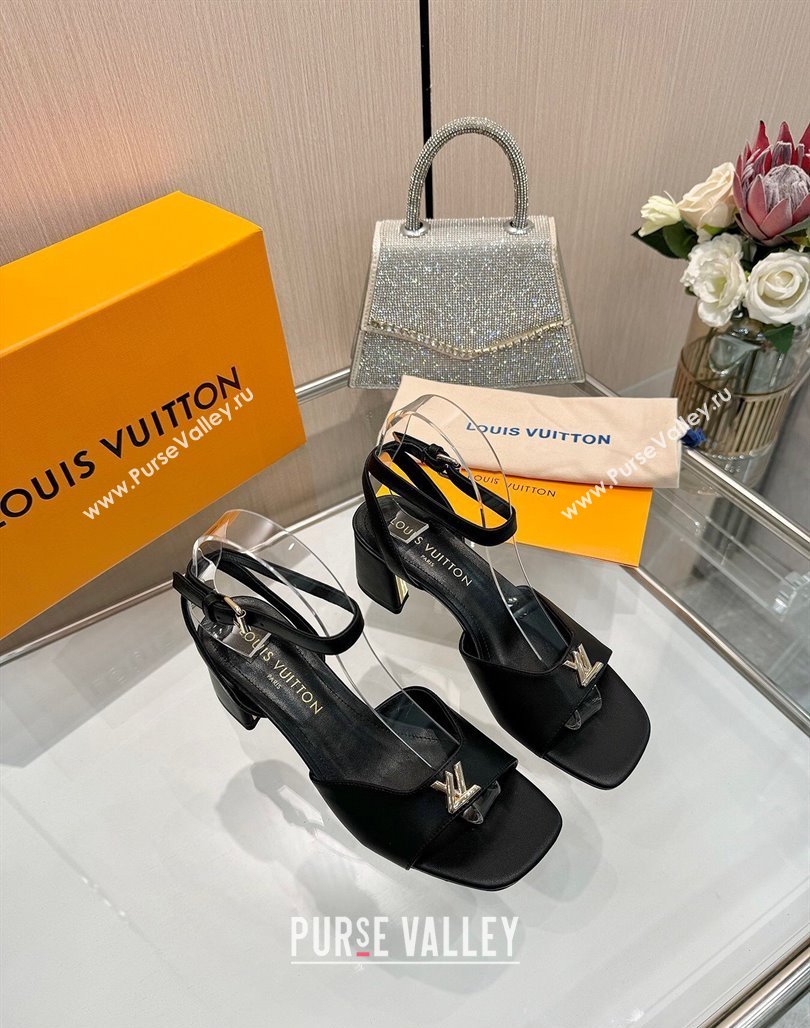 Louis Vuitton Swing Heel Sandals 5.5cm in Calf Leather Black 2025 1AGUTG (MD-250422112)