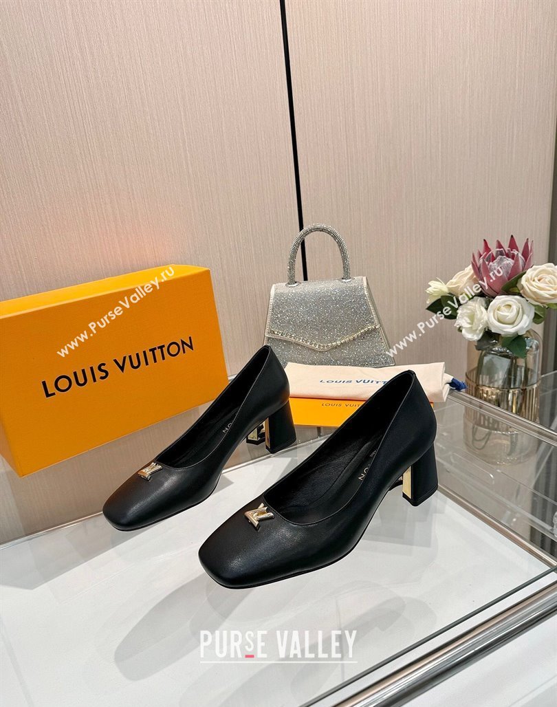 Louis Vuitton Swing Pumps 5.5cm in Calf Leather Black 2025 1AGTY9 (MD-250422135)