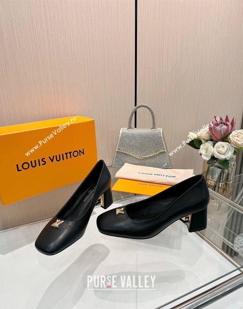 Louis Vuitton Swing Pumps 5.5cm in Calf Leather Black 2025 1AGTY9 (MD-250422135)