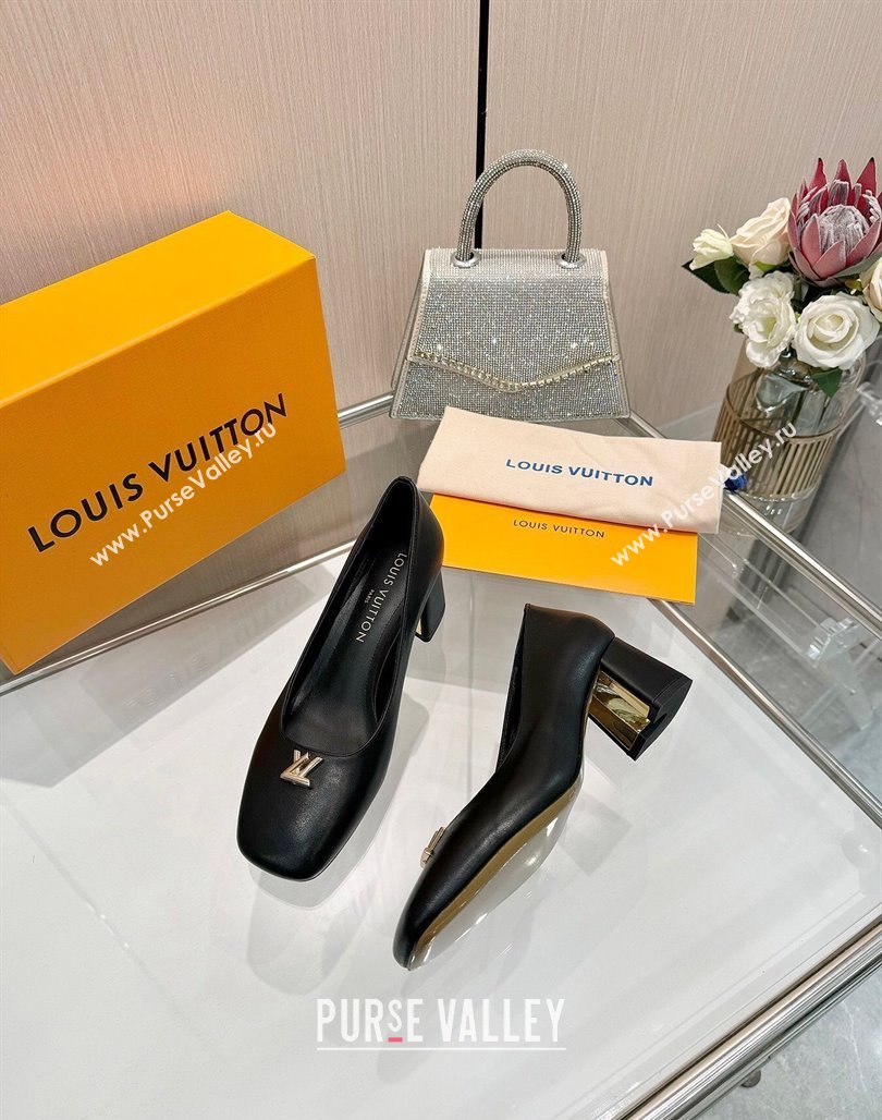 Louis Vuitton Swing Pumps 5.5cm in Calf Leather Black 2025 1AGTY9 (MD-250422135)