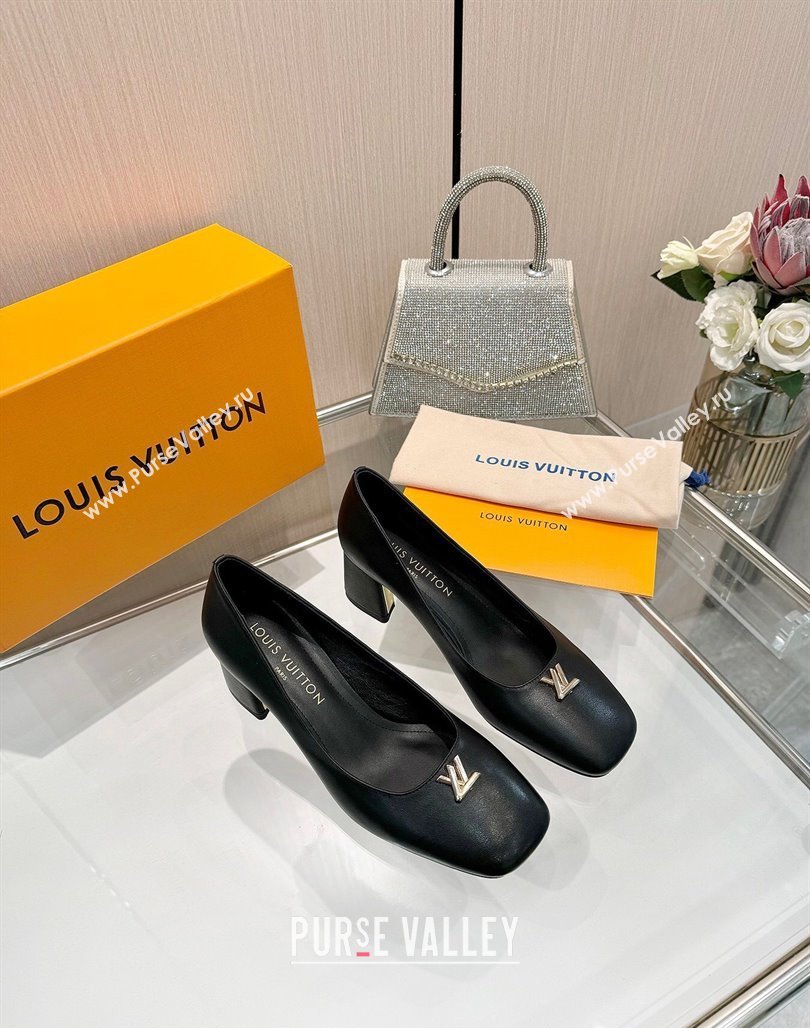 Louis Vuitton Swing Pumps 5.5cm in Calf Leather Black 2025 1AGTY9 (MD-250422135)