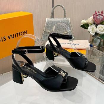 Louis Vuitton Swing Heel Sandals 5.5cm in Calf Leather Black 2025 1AGUTG (MD-250422112)
