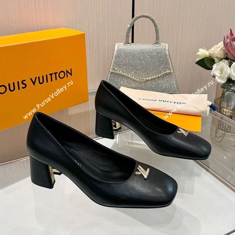 Louis Vuitton Swing Pumps 5.5cm in Calf Leather Black 2025 1AGTY9 (MD-250422135)