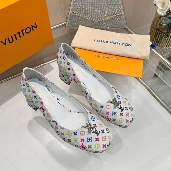 Louis Vuitton LV x TM Swing Pumps 5.5cm in Multicolor Monogram Canvas White 2025 1AGTY9 (MD-250422131)