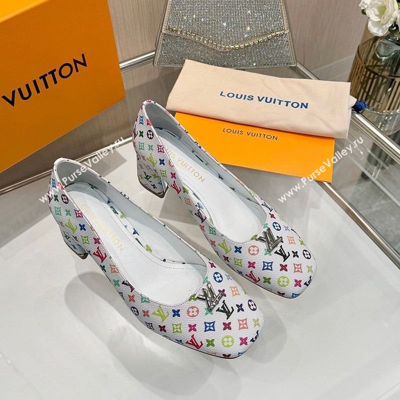 Louis Vuitton LV x TM Swing Pumps 5.5cm in Multicolor Monogram Canvas White 2025 1AGTY9 (MD-250422131)