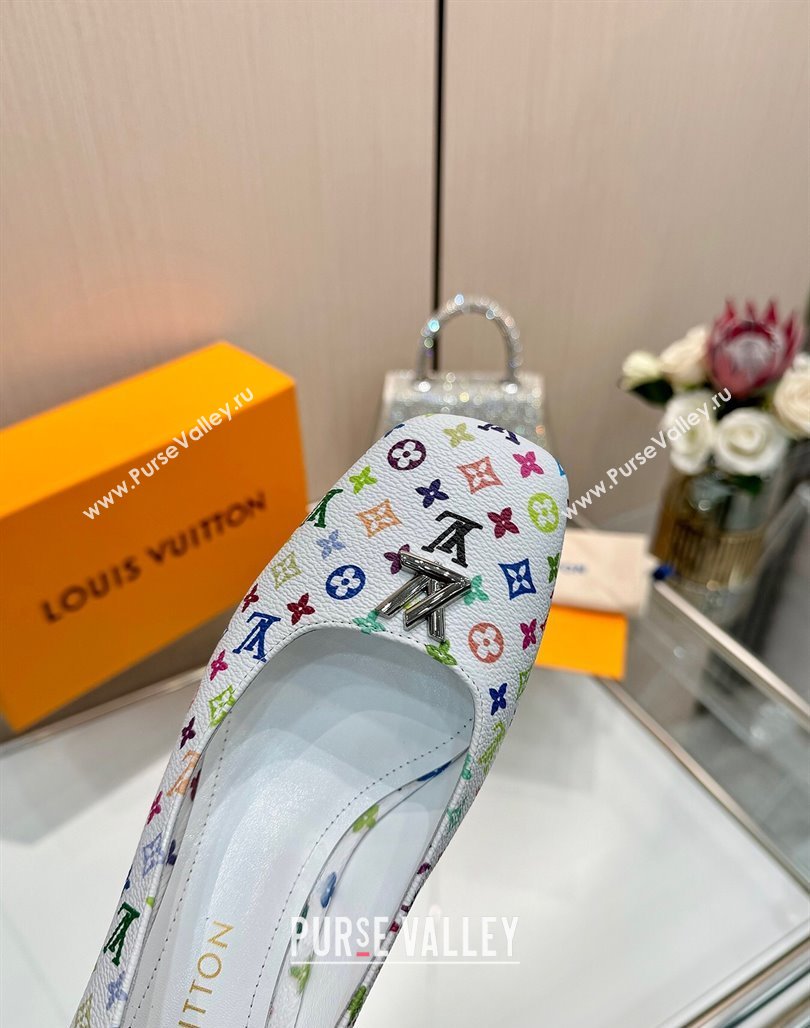 Louis Vuitton LV x TM Swing Pumps 5.5cm in Multicolor Monogram Canvas White 2025 1AGTY9 (MD-250422131)