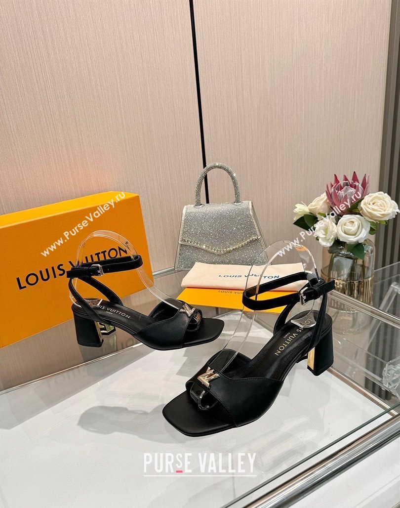 Louis Vuitton Swing Heel Sandals 5.5cm in Calf Leather Black 2025 1AGUTG (MD-250422112)
