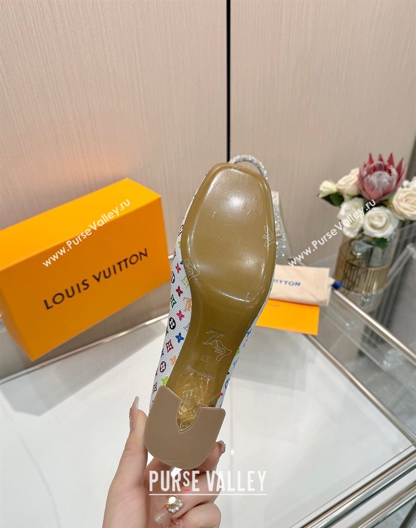 Louis Vuitton LV x TM Swing Pumps 5.5cm in Multicolor Monogram Canvas White 2025 1AGTY9 (MD-250422131)
