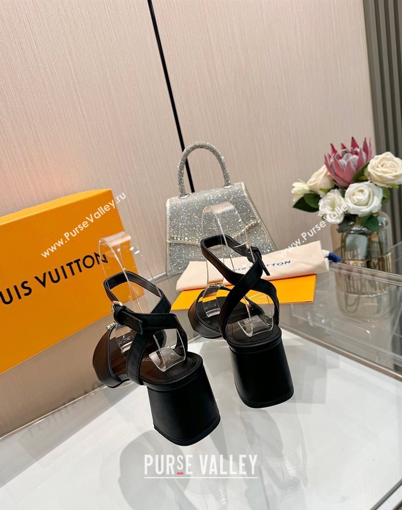 Louis Vuitton Swing Heel Sandals 5.5cm in Calf Leather Black 2025 1AGUTG (MD-250422112)