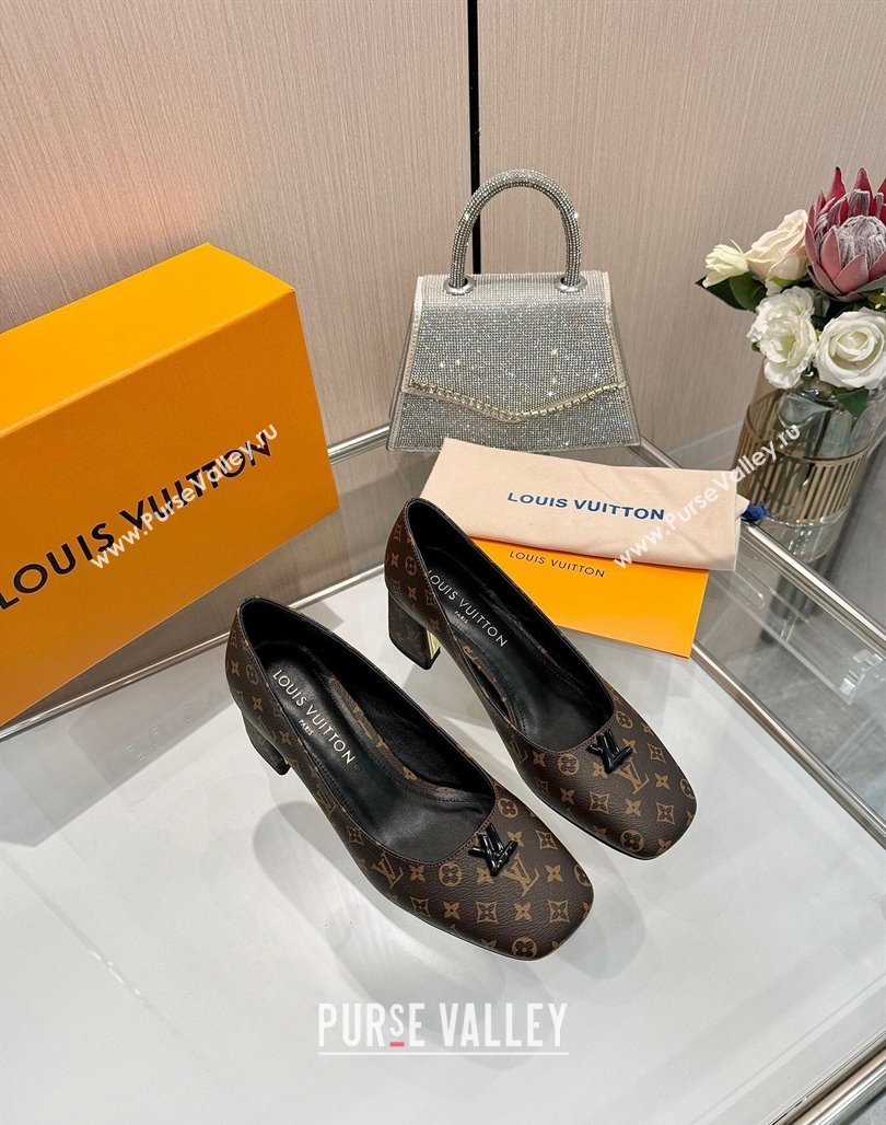 Louis Vuitton Swing Pumps 5.5cm in Monogram Canvas Brown 2025 1AGTY9 (MD-250422132)