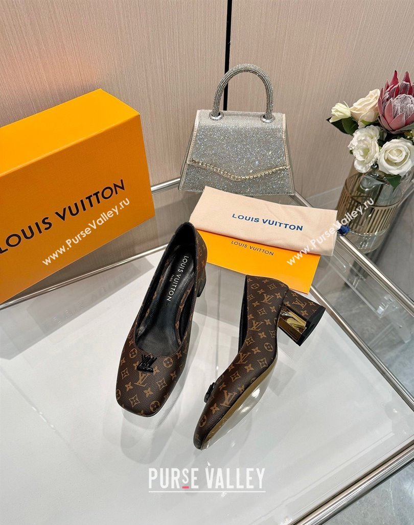 Louis Vuitton Swing Pumps 5.5cm in Monogram Canvas Brown 2025 1AGTY9 (MD-250422132)
