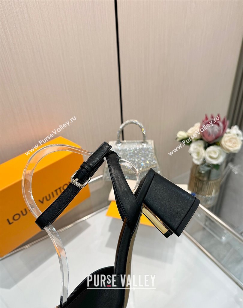 Louis Vuitton Swing Heel Sandals 5.5cm in Calf Leather Black 2025 1AGUTG (MD-250422112)