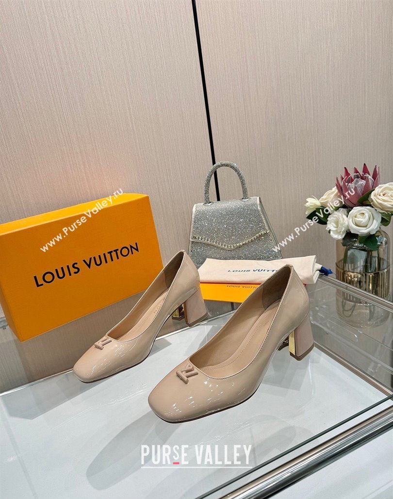 Louis Vuitton Swing Pumps 5.5cm in Patent Leather Nude Pink 2025 1AGTY9 (MD-250422138)
