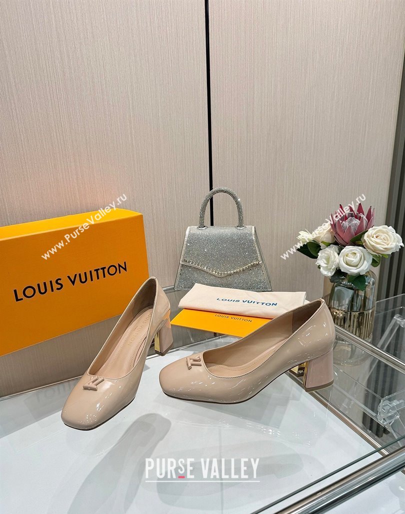 Louis Vuitton Swing Pumps 5.5cm in Patent Leather Nude Pink 2025 1AGTY9 (MD-250422138)