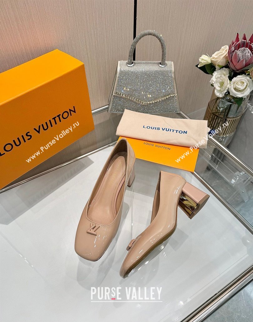 Louis Vuitton Swing Pumps 5.5cm in Patent Leather Nude Pink 2025 1AGTY9 (MD-250422138)