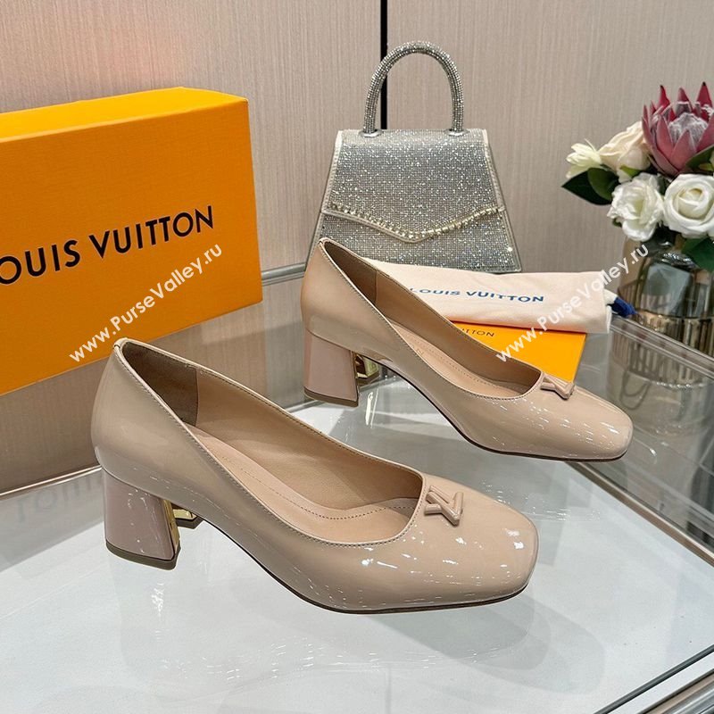 Louis Vuitton Swing Pumps 5.5cm in Patent Leather Nude Pink 2025 1AGTY9 (MD-250422138)