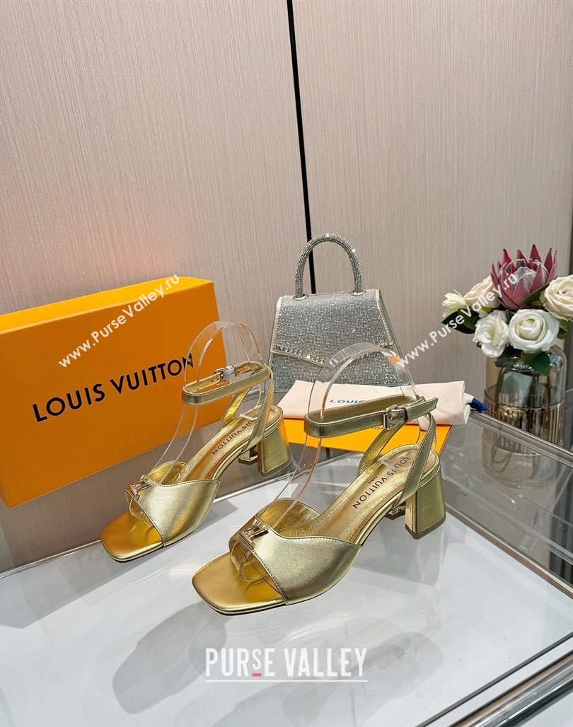 Louis Vuitton Swing Heel Sandals 5.5cm in Calf Leather Gold 2025 1AGUTG (MD-250422113)