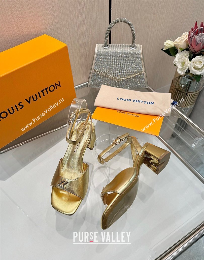 Louis Vuitton Swing Heel Sandals 5.5cm in Calf Leather Gold 2025 1AGUTG (MD-250422113)