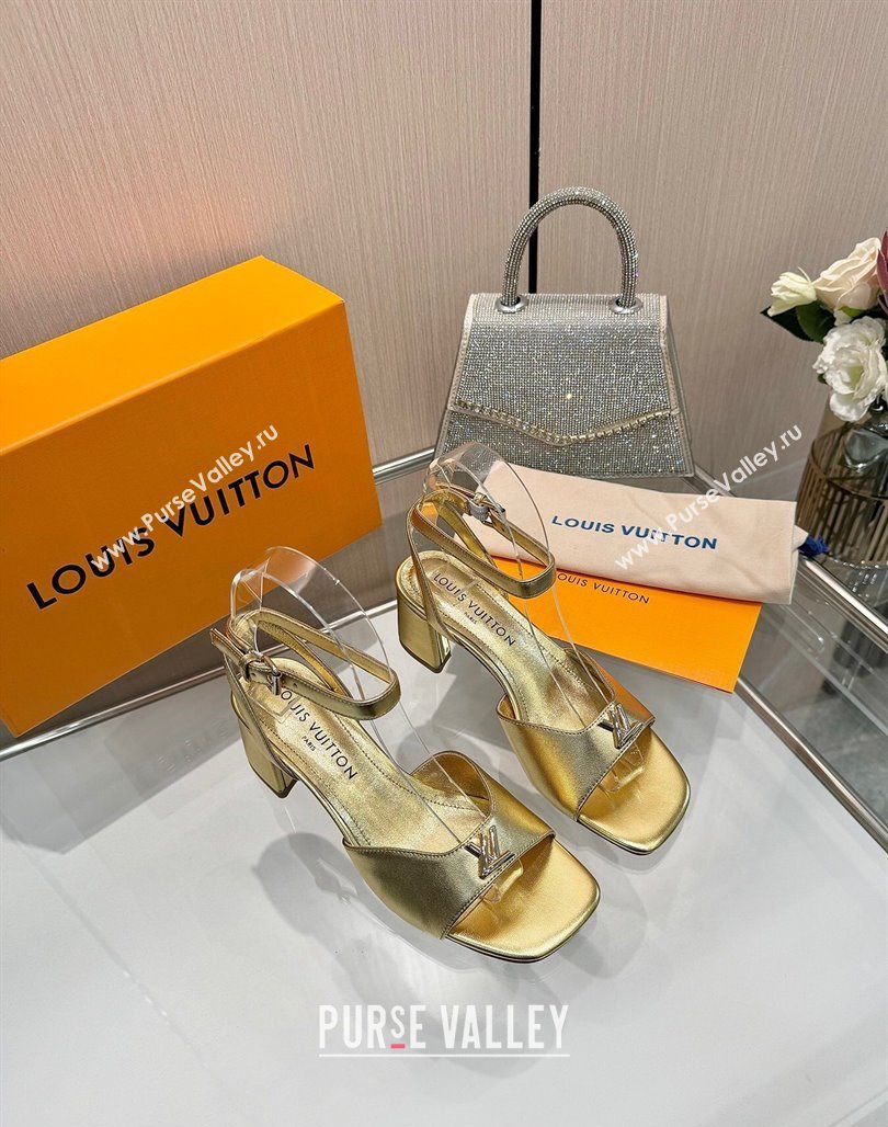 Louis Vuitton Swing Heel Sandals 5.5cm in Calf Leather Gold 2025 1AGUTG (MD-250422113)