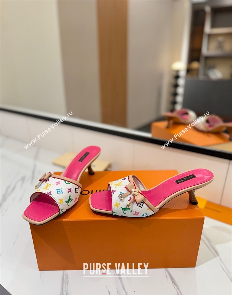 Louis Vuitton Heel Slides Sandal 5cm in Monogram Canvas White/Multicolor 2025 LV042201 (MD-250422019)