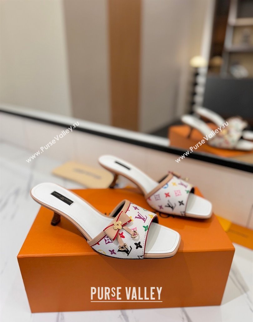 Louis Vuitton Heel Slides Sandal 5cm in Monogram Canvas White2 2025 LV042201 (MD-250422020)
