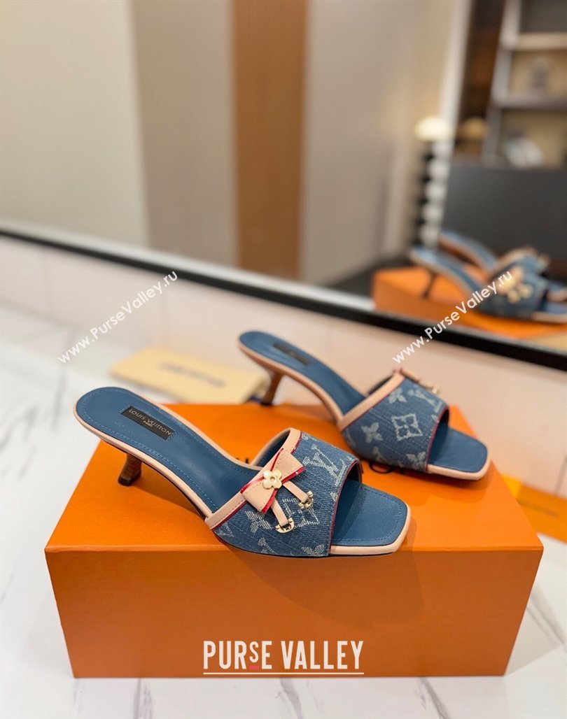 Louis Vuitton Heel Slides Sandal 5cm in Monogram Denim Blue 2025 LV042201 (MD-250422021)